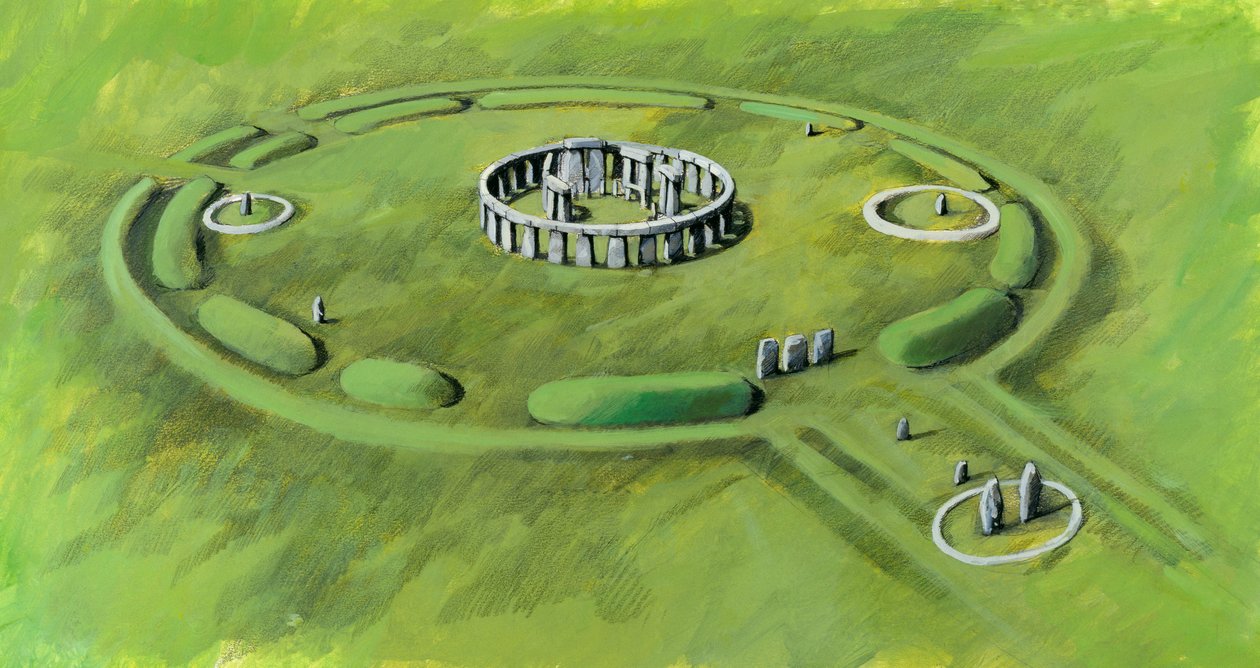 Stonehenge: Konstruktion af Sarsen Circle og processionsallé på højdepunktet af den tredje fase af Ivan Lapper