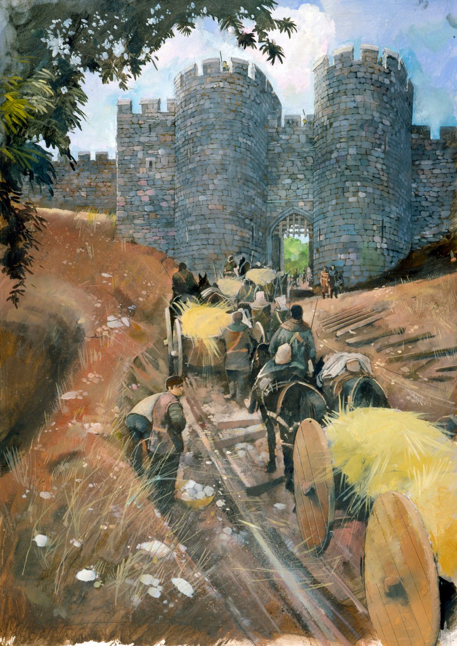 Det ydre porthus, Beeston Castle (akvarel på papir) af Ivan Lapper
