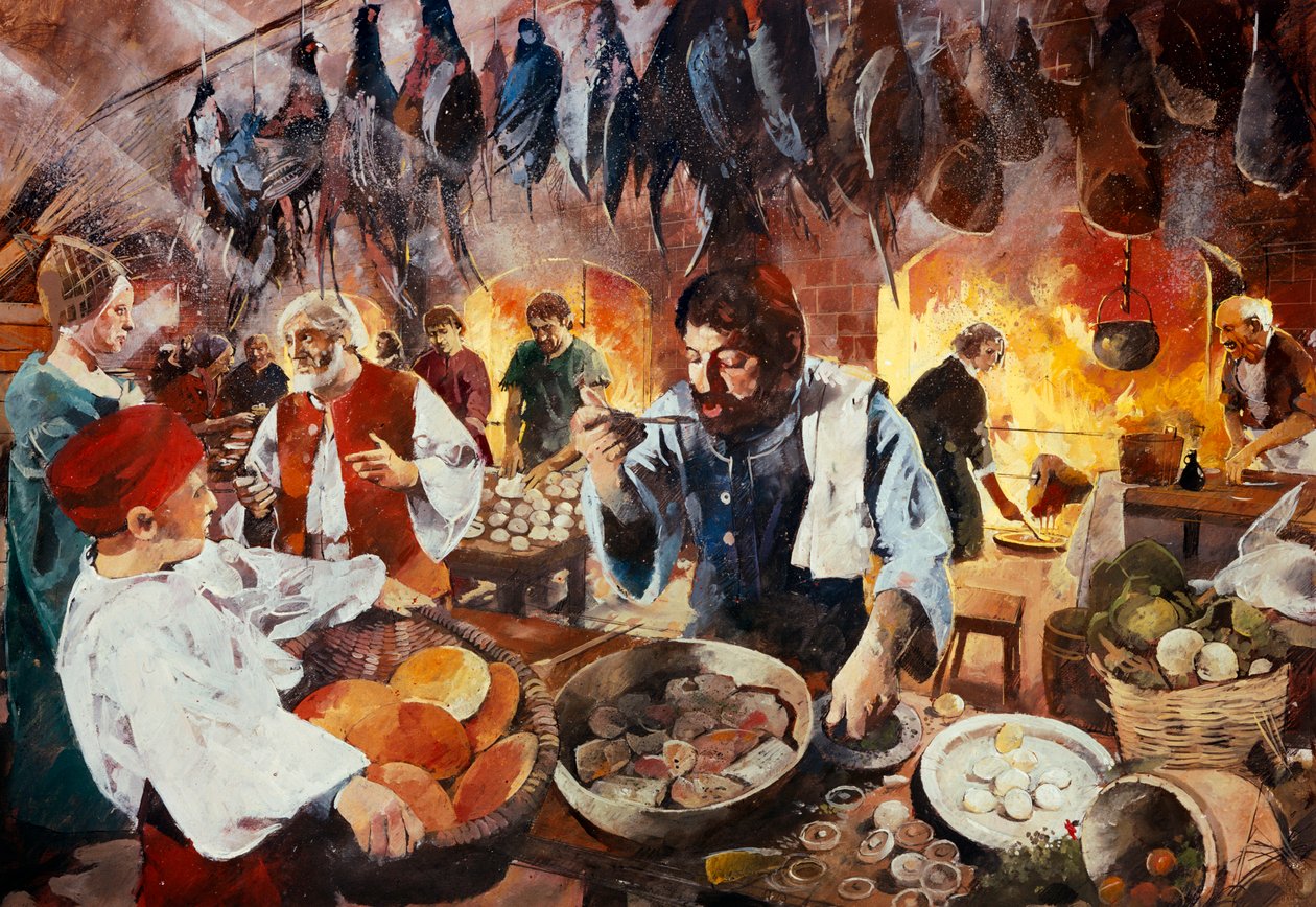 Tudor køkken, juli 1575, c1990-2010 af Ivan Lapper