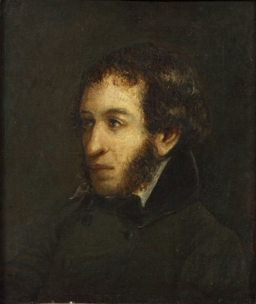 Sidste livstidsportræt af digteren Alexander Sergeyevich Pushkin 1799-1837, 1837. af Ivan Loginovich Linev