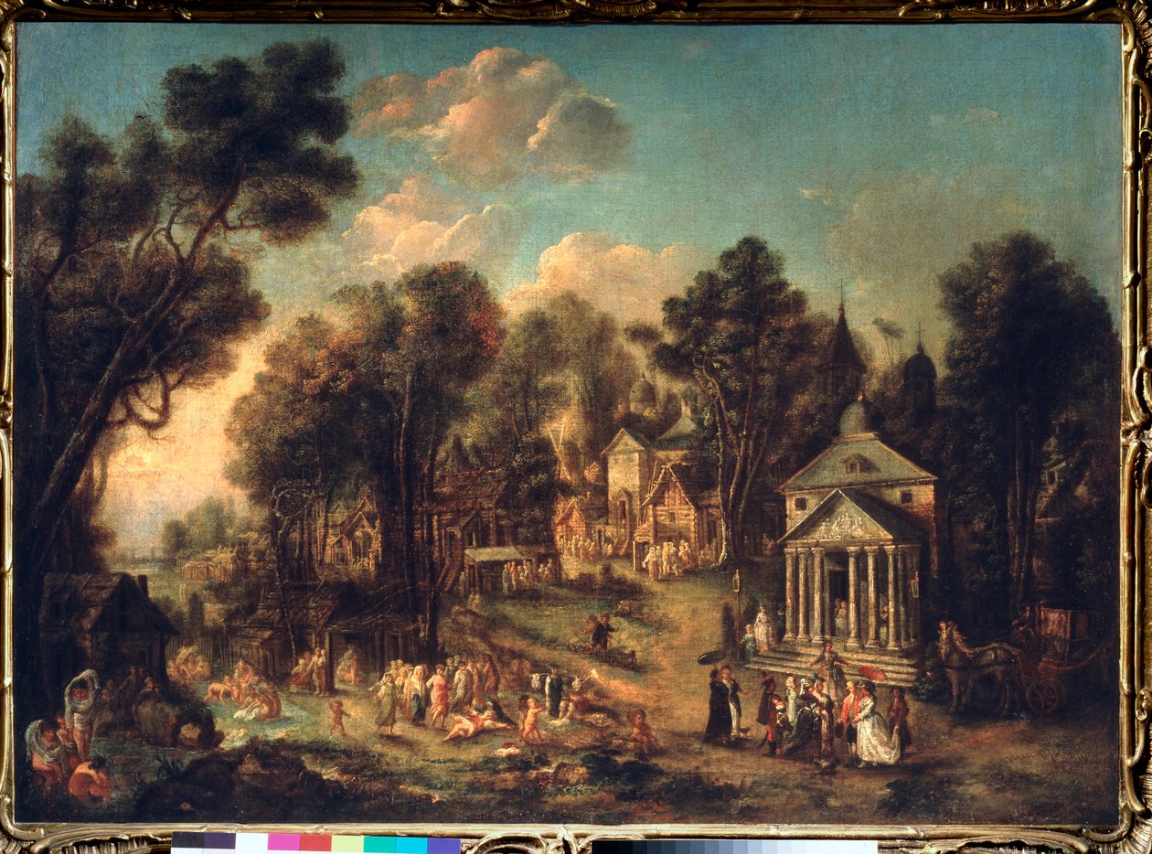 Temple Celebration - Maleri af Ivan Michailovich Tankov (Tonkov) (1740-1799), olie på lærred af Ivan Michailovich Tankov
