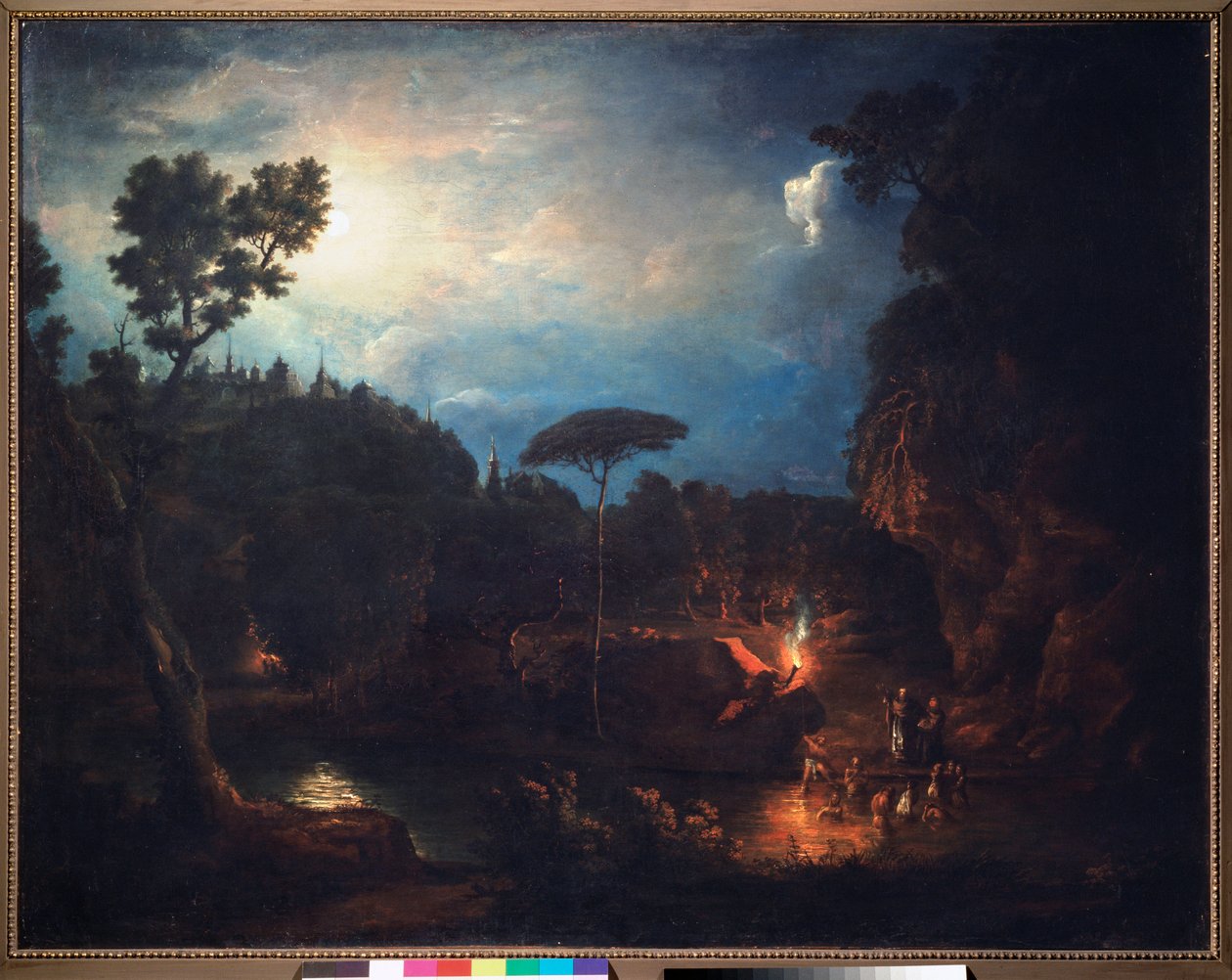 Le bapteme secret (Den hemmelige dåb) - Kristning af Kievan Rus (9.-13. århundrede) - Maleri af Ivan Mikhailovich Tankov (Tonkov) (1740-1799), olie på lærred af Ivan Michailovich Tankov