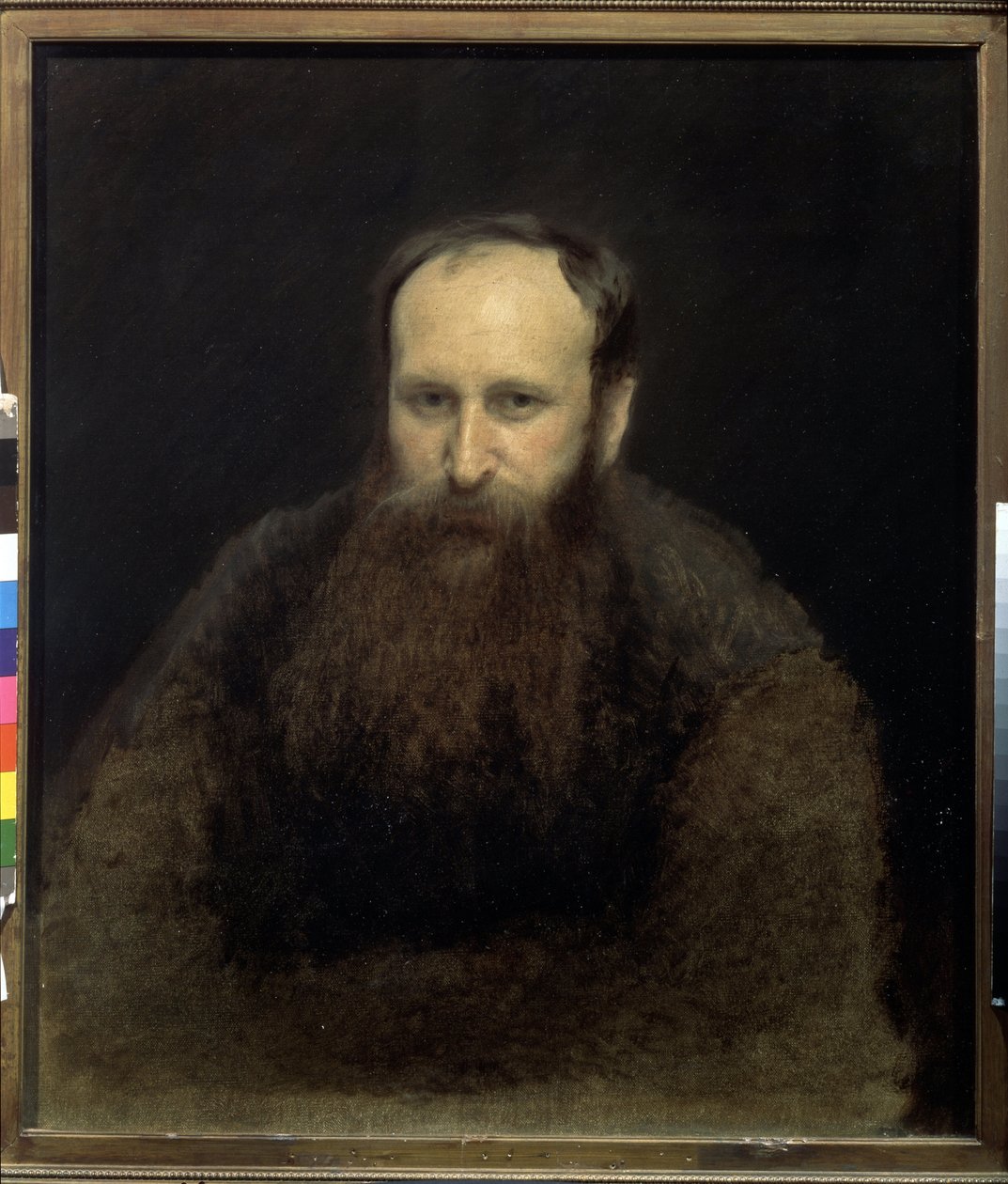 Portræt af kunstneren Vasily Vereshchagin (1842-1904) (Portræt af kunstneren V.Vershchagin). maleri af Ivan Nikolayevich Kramskoi (1837-1887), olie på lærred af Ivan Nikolaevich Kramskoy