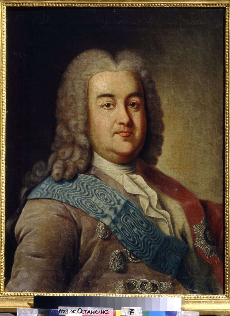 Portræt af prins Alexis Mikhailovich Cherkassky (1680-1742) (Portræt af prins A.M.Cherkassky). Maleri af Ivan Petrovich Argunov (Argunov) (1729-1802), olie på lærred, midten af ​​1700-tallet. Russisk kunst fra det 18. århundrede. Statens Museum for Keramik af Ivan Petrovich Argunov