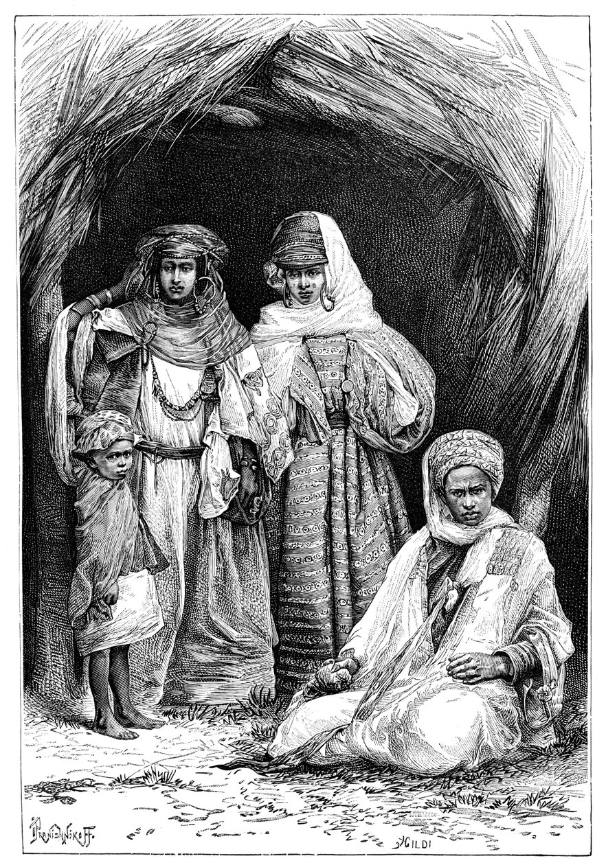 En Khumir mand, kvinde og barn, Nordafrika, 1895. af Ivan Pranishnikoff