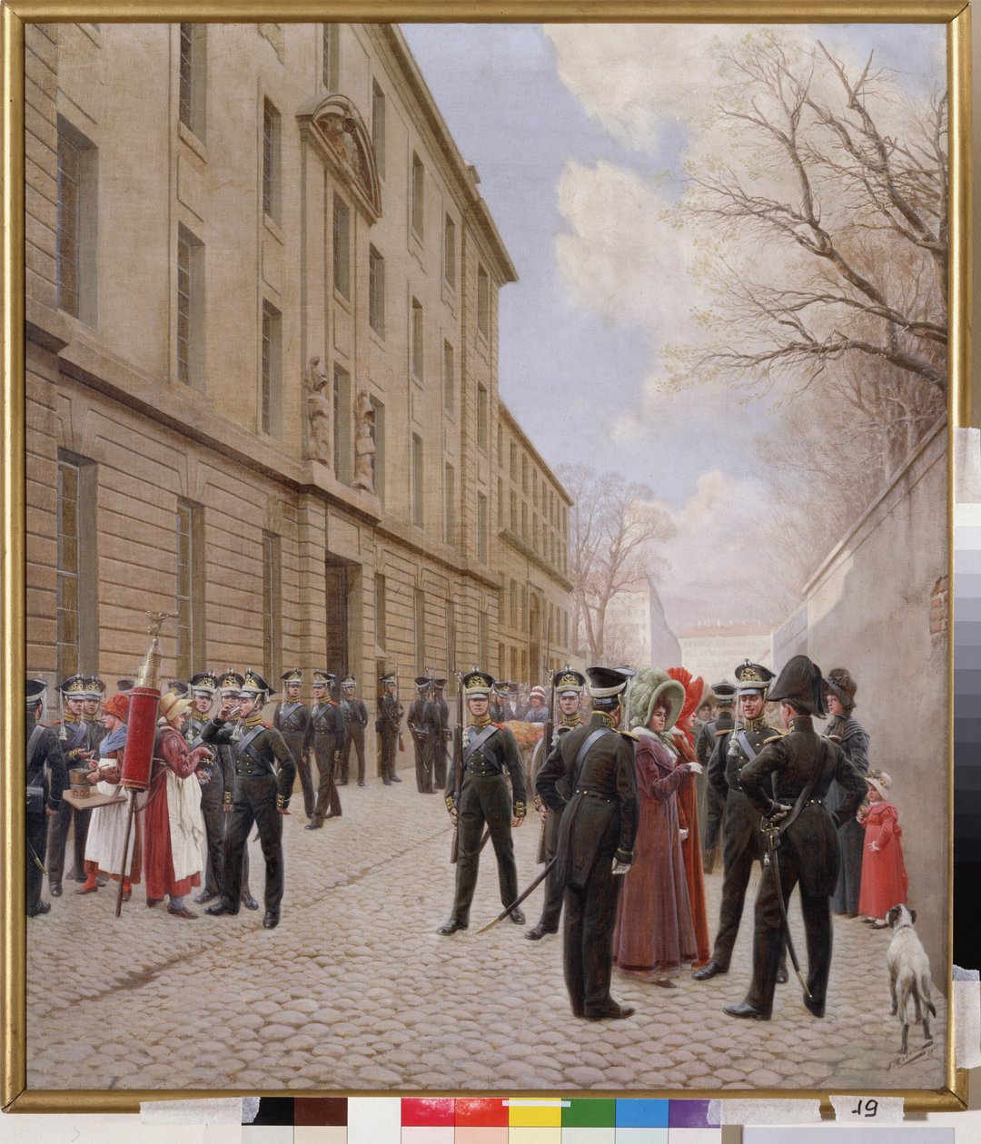 Den russiske kejsergarde i Paris (Frankrig) i 1814. (Tredje koalition 1803-1805, episode af Napoleonskrigene). Maleri af Ivan Semyonovich Rosen (1857-1918), olie på lærred af Ivan Semyonovich Rosen