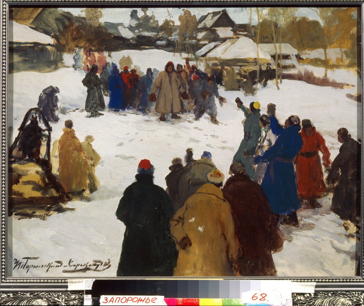 Fig kamp. (Knytnævekamp), ca. 1910 (tempera på karton) af Ivan Silych Goriuschkin Sorokopudov