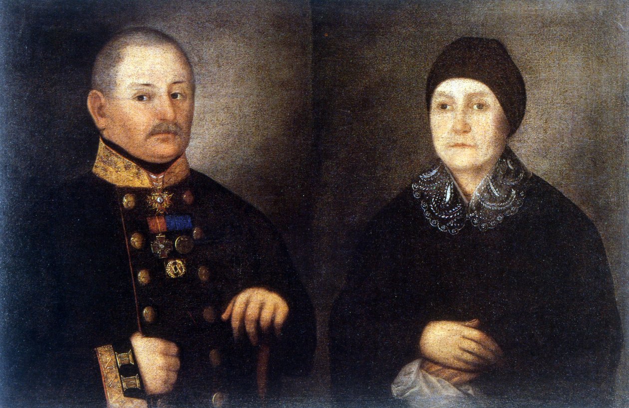 portræt af major Kroupianov og hans kone af Ivan Vasilievich Tarkhanov