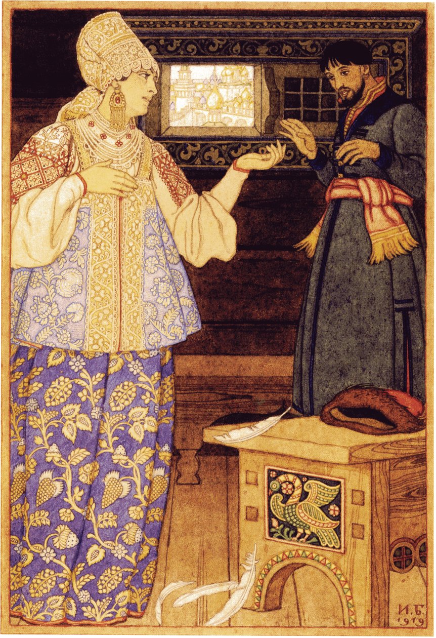 Archers Wife og Andrey the Archer, 1919 af Ivan Yakovlevich Bilibin