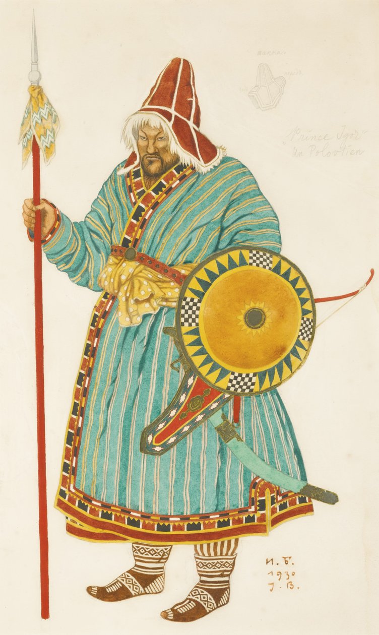 Kostumedesign til operaen Prince Igor af A. Borodin, 1930 af Ivan Yakovlevich Bilibin