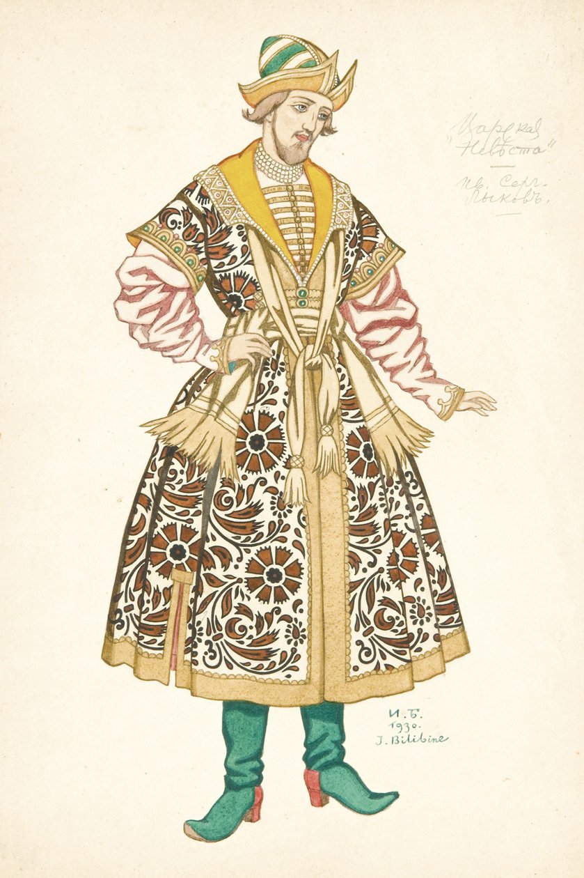 Kostumedesign til operaen The Bride of Tsar af N. Rimsky-Korsakov, 1930 af Ivan Yakovlevich Bilibin