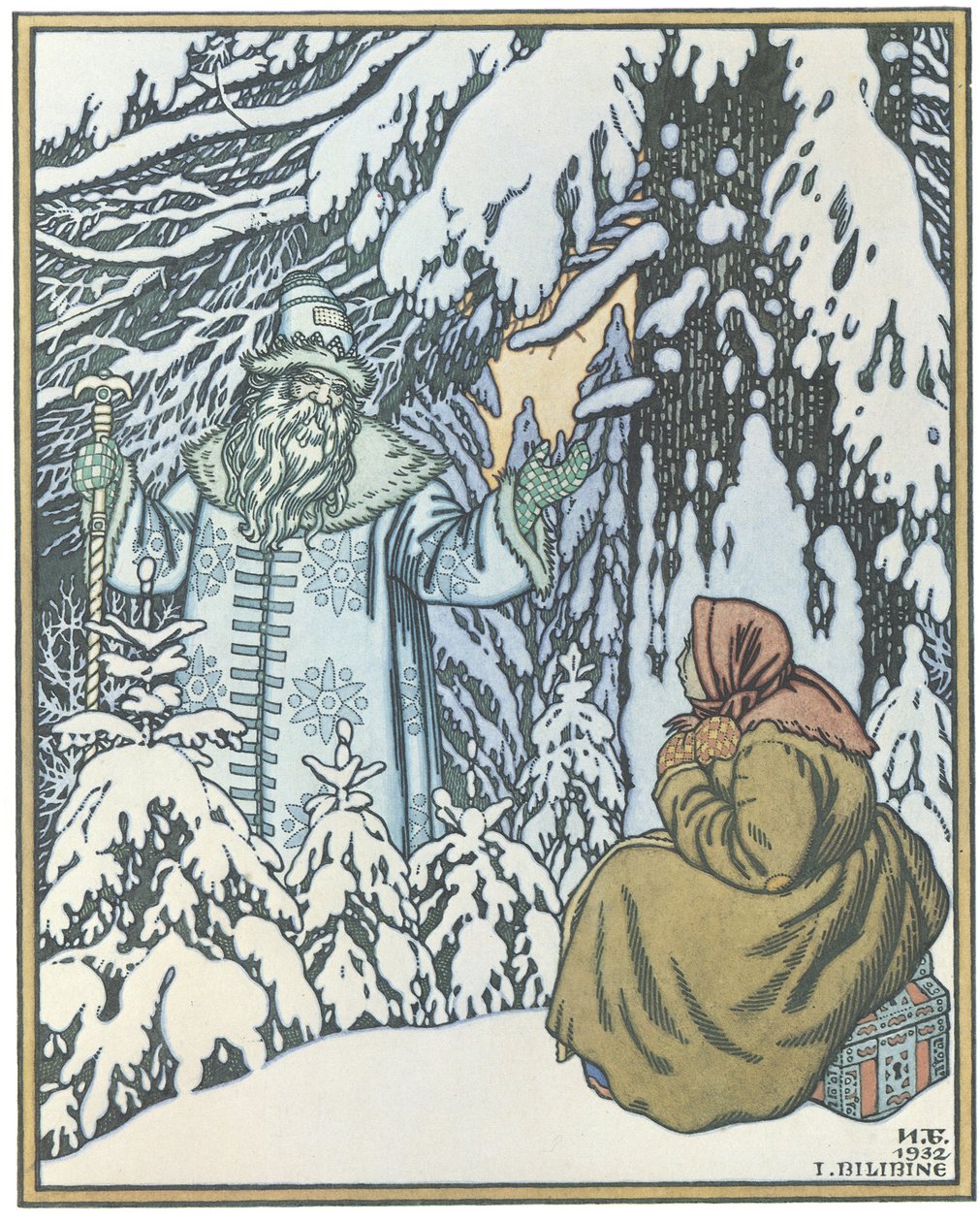 Illustration til eventyret Morozko, 1932 af Ivan Yakovlevich Bilibin