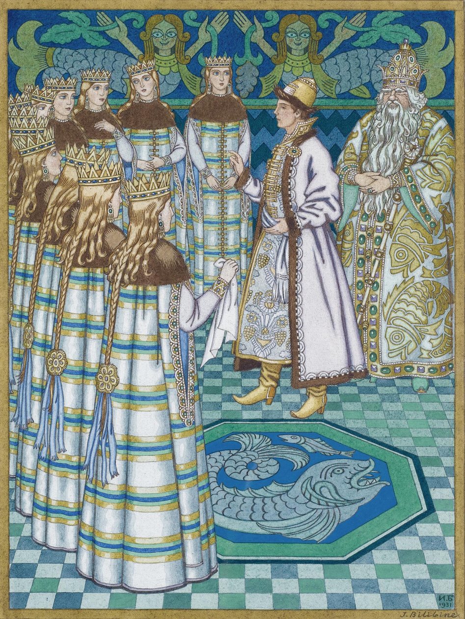 Illustration til eventyret Vasilisa den smukke af Ivan Yakovlevich Bilibin