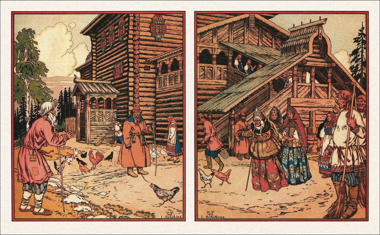 Illustration til eventyret om fiskeren og fisken, 1933 af Ivan Yakovlevich Bilibin