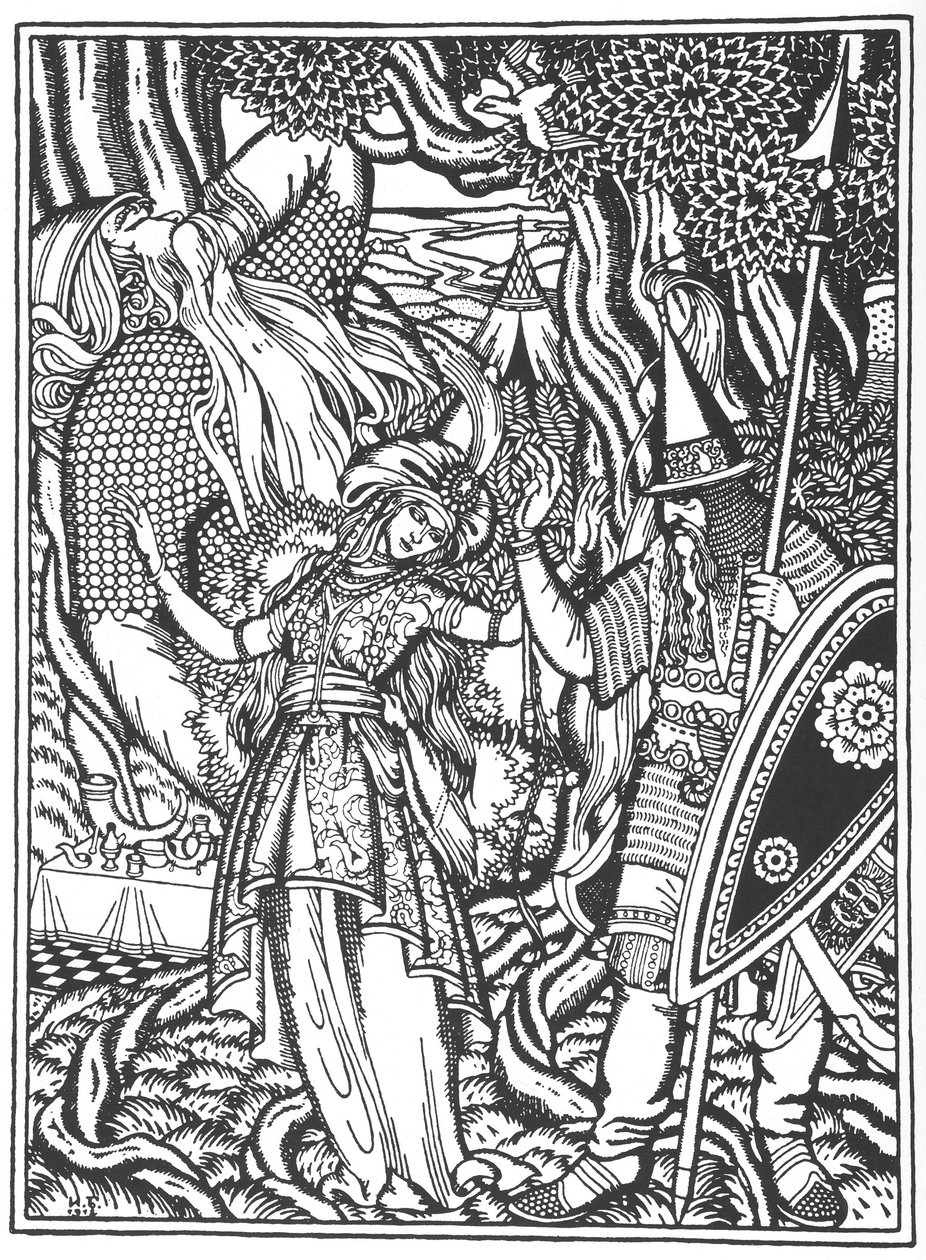 Ilya Muromets og Svyatogors vife, 1912 af Ivan Yakovlevich Bilibin