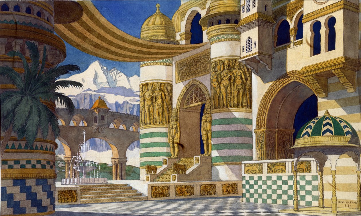 Scenedesign til operaen Ruslan og Ludmila af M. Glinka, 1913 af Ivan Yakovlevich Bilibin
