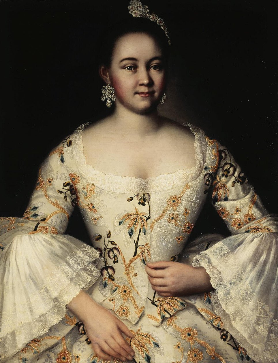 Portræt af Stepanida Yakovleva 1738-1781, efter 1757 af Ivan Yakovlevich Vishnyakov