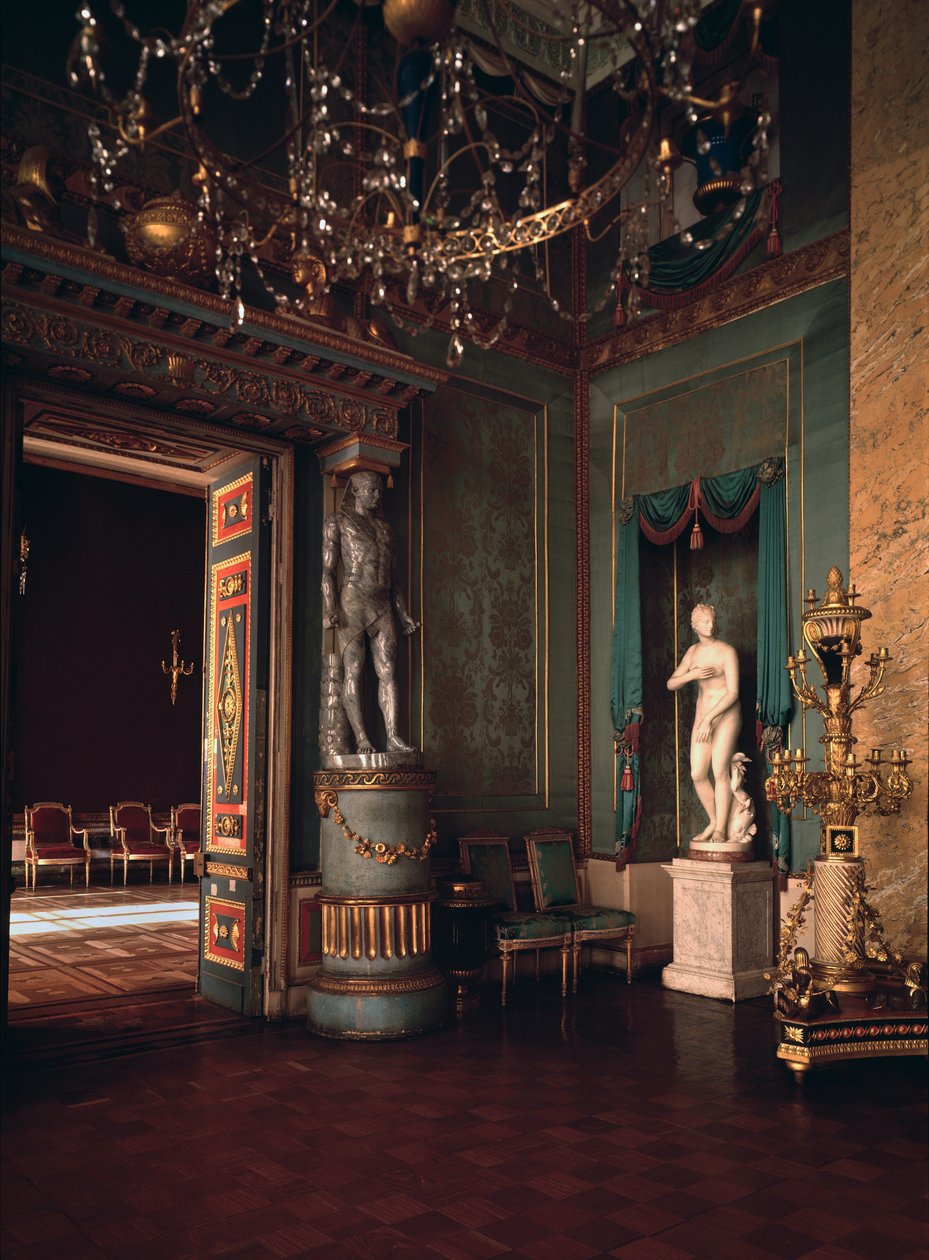 La salle bleue du palais Ostankino a Moscou (Den blå sal i Ostankino-paladset i Moskva) - Arkitekt Ivan Yegorovich Starov (1745-1808) af Ivan Yegorovich Starov