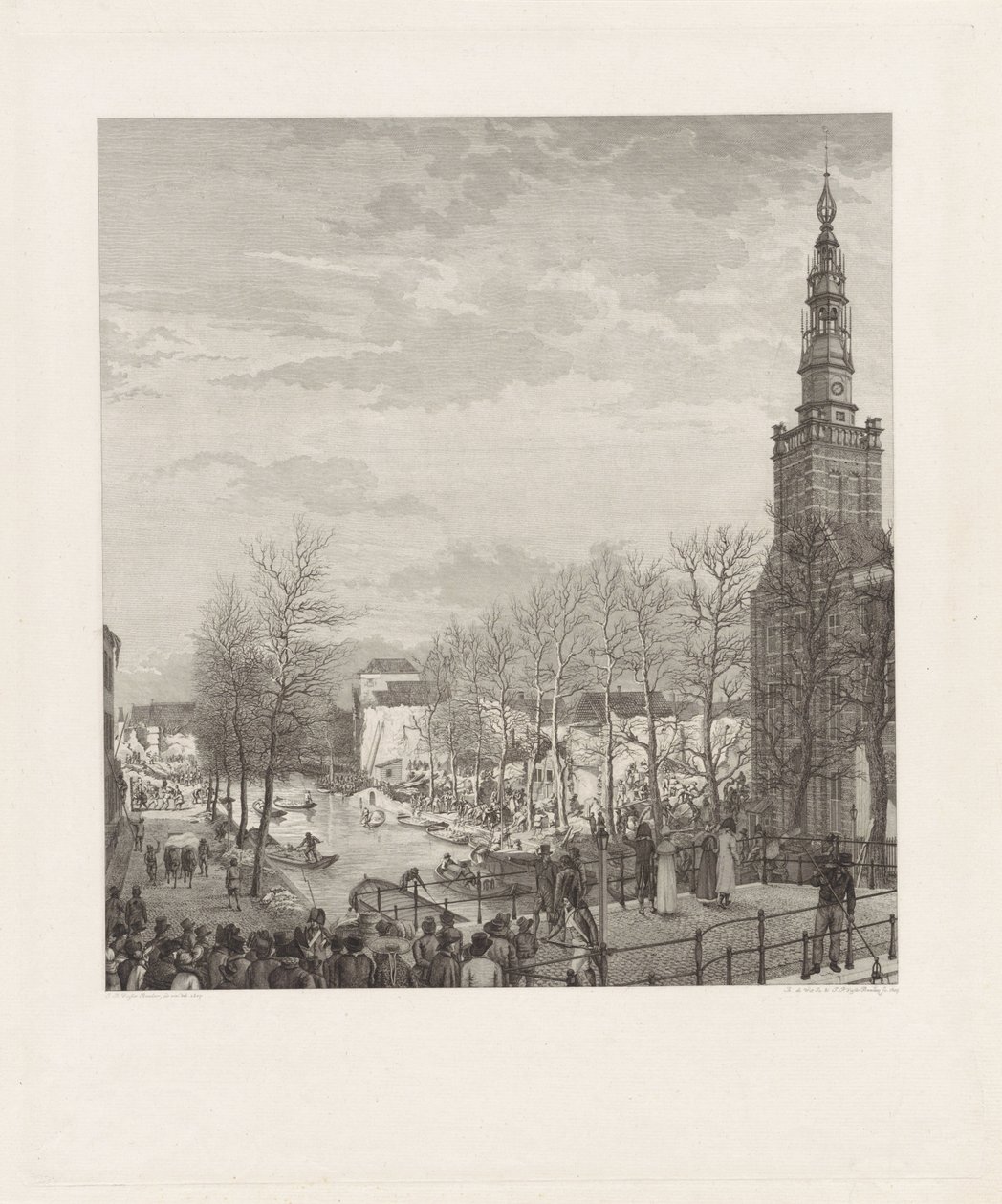 Ødelæggelse på Steenschuur efter krudtkatastrofen i Leiden, 1807 af Izaak Jansz. de Wit