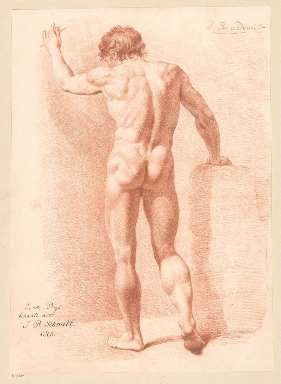 Stående nøgen mand, set bagfra (1. præmie 1805) af Izaak Riewert Schmidt