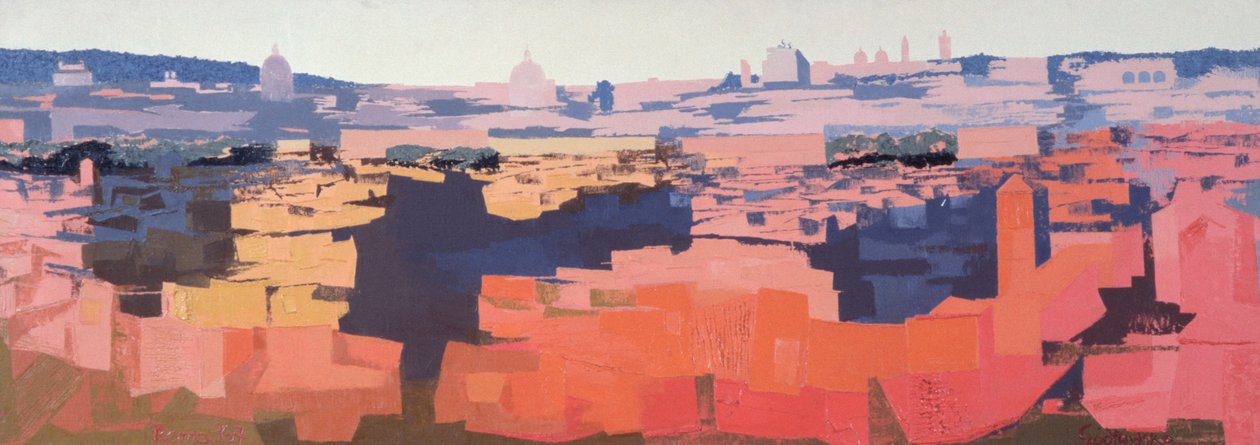 Rom, Udsigt fra det spanske akademi på Gianicolo, solnedgang, 1968 (se også 213353 & 213357) af Izabella Godlewska de Aranda