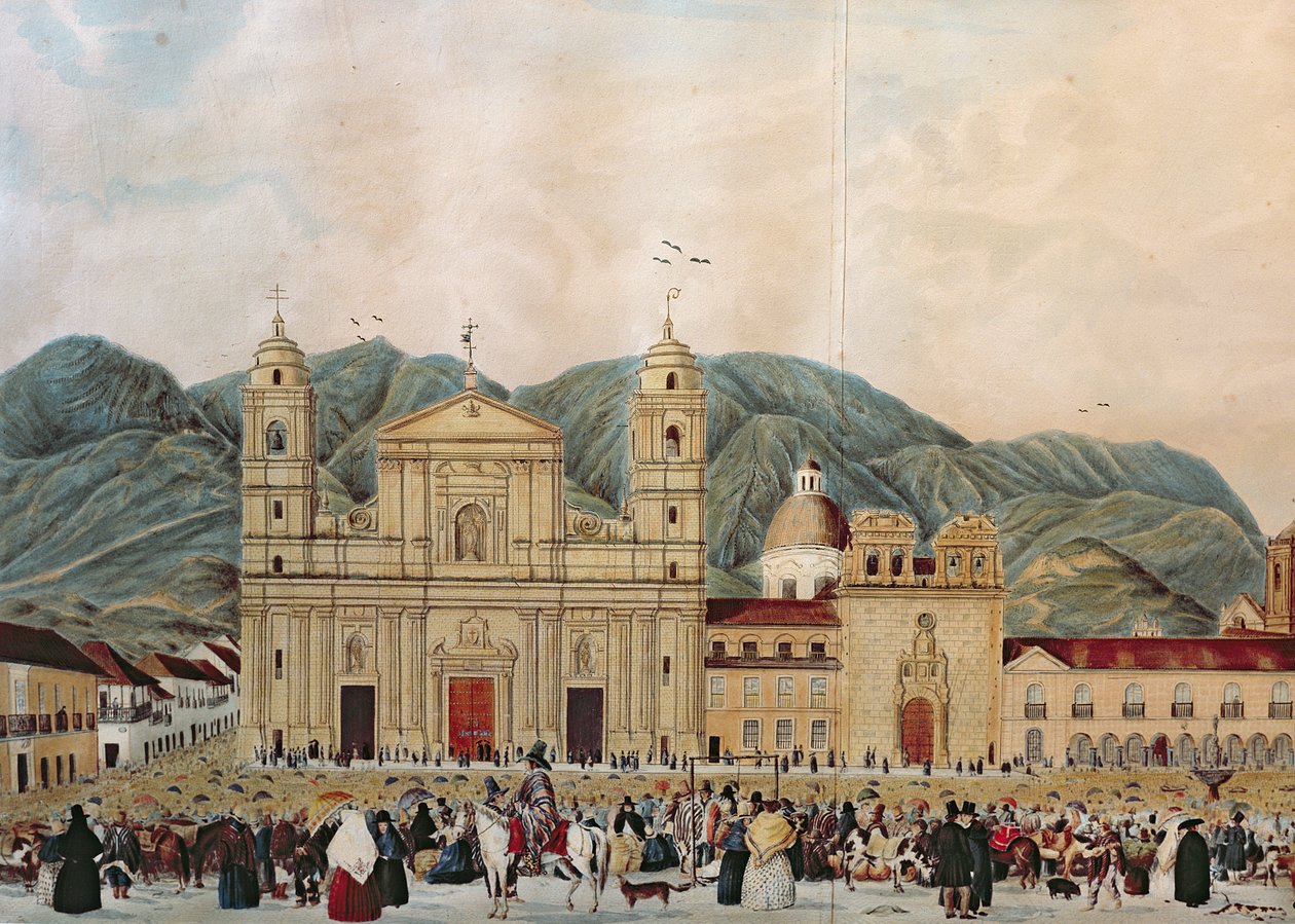 Plaza de Bolivar, Bogota, 1837 af J. Castillo