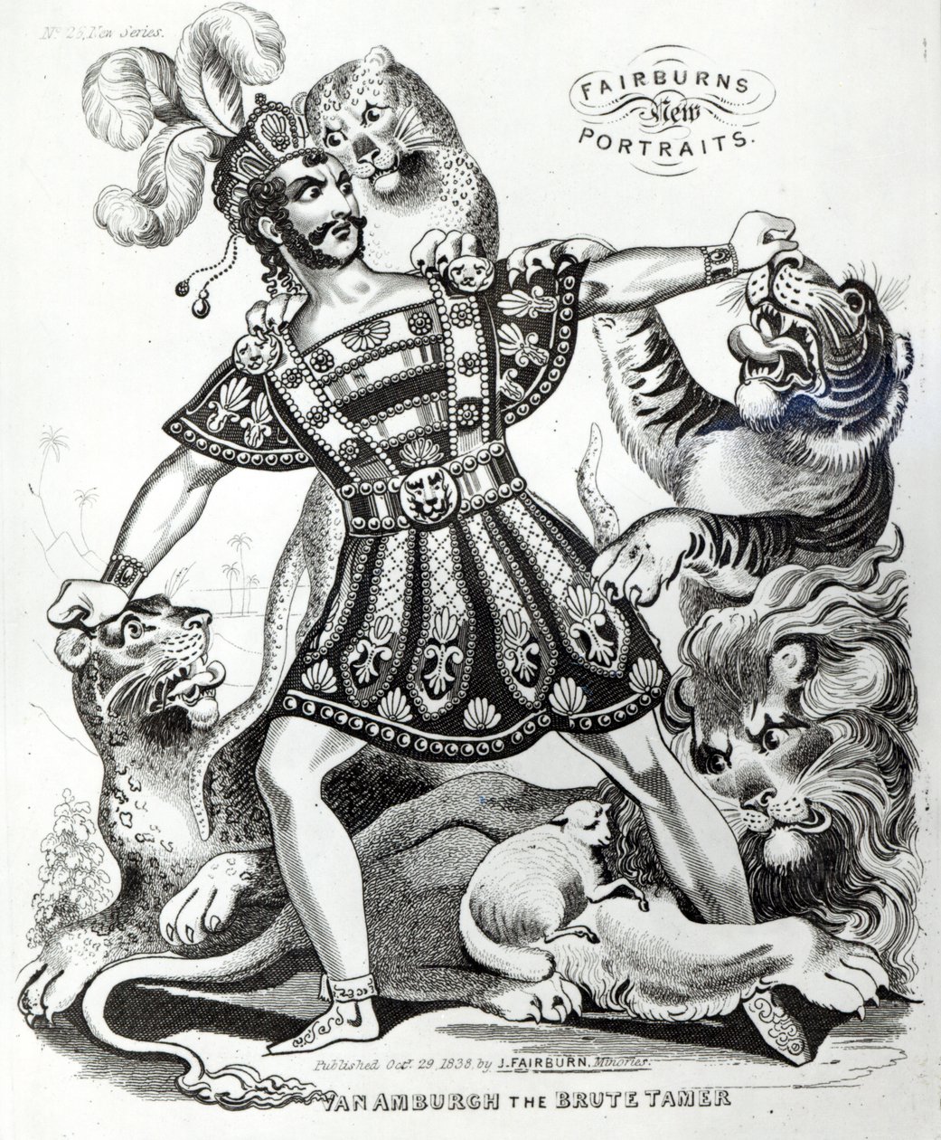 Van Amburgh the Brute Tamer, 1838 af J. Fairburn