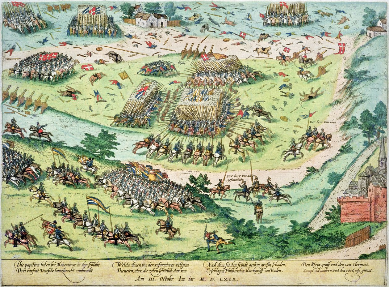 Slaget ved Moncontour, 3. oktober 1569 af J. J. and Tortorel, J. Perrissin