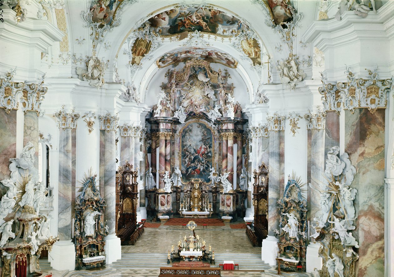 Interiør af benediktinerklosterkirken, 1711-31 af J. M. and Feuchtmayer, J. A. Fischer