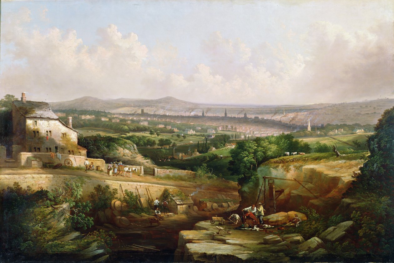 En udsigt over Sheffield fra Psalter Lane, ca. 1850 af J. McIntyre