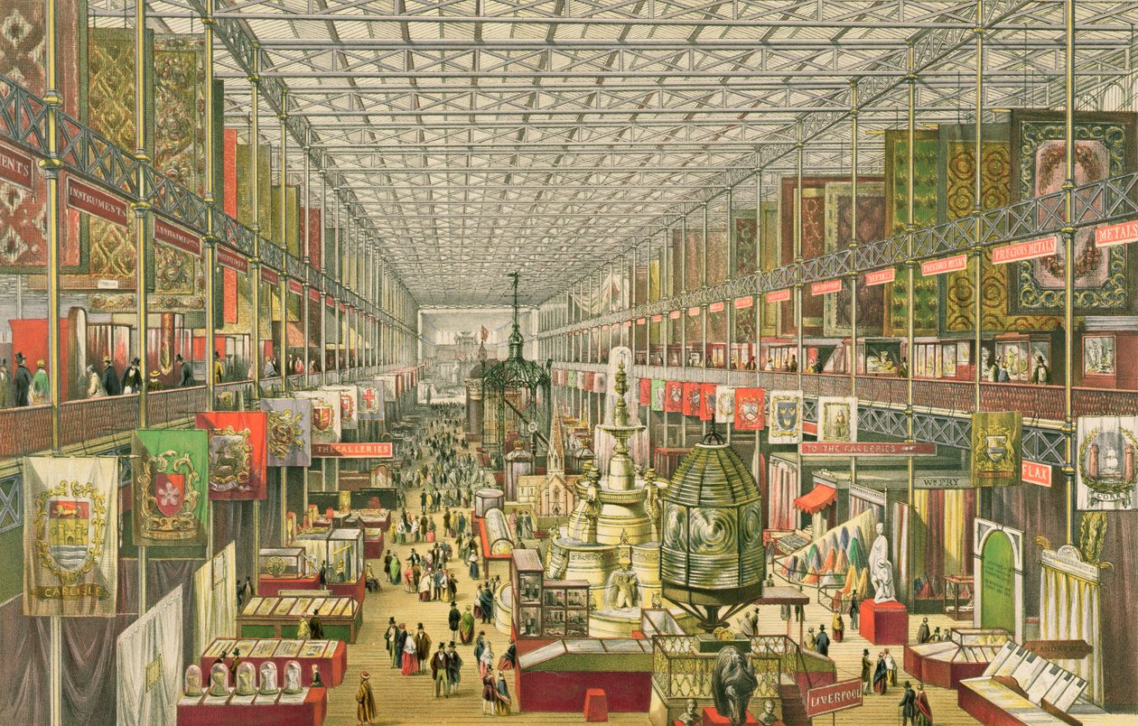 Udsigt over det britiske departement for den store udstilling af 1851, indgraveret af Robert Kent Thomas (1816-1884), Day und Son, pub 1851 af Ackermann af J. McNevin
