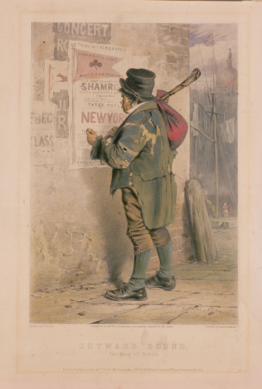Outward Bound, The Quay of Dublin, graveret af T.H. Maguire, 1854 (se 189921) af J Nicol