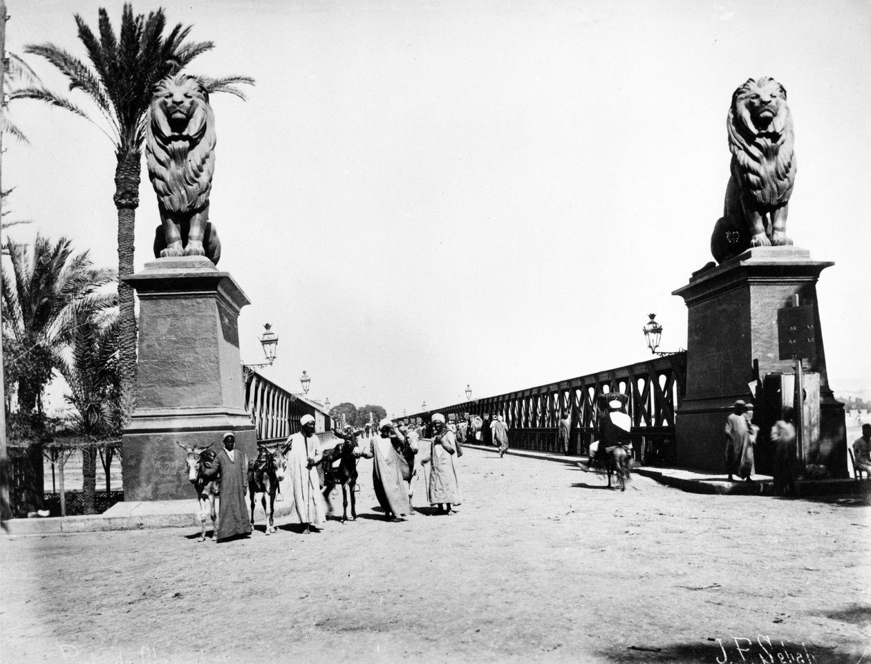 Kobri el Gezira-broen, Cairo, ca. 1880 af J. Pascal Sebah