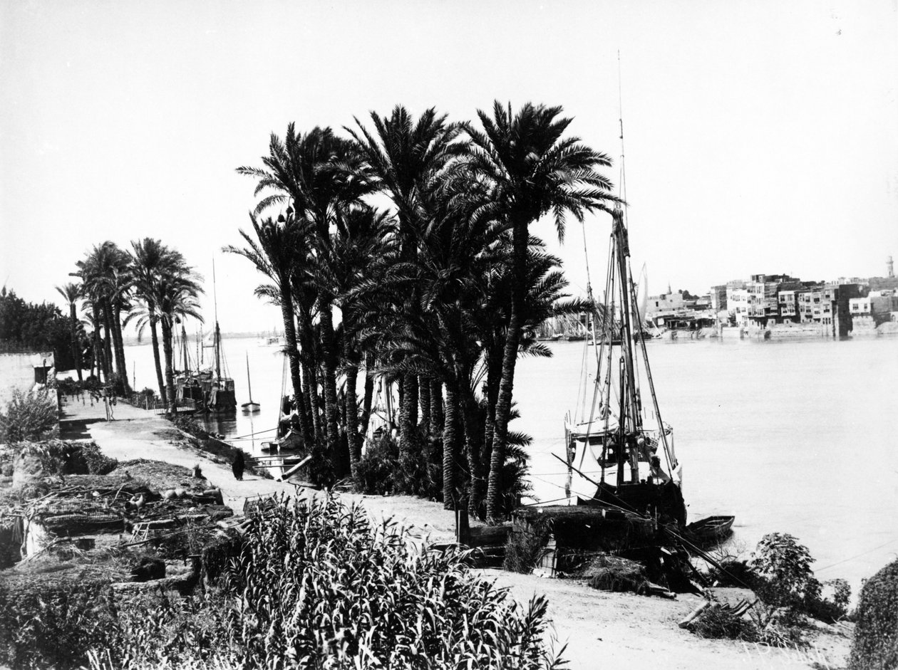Landskab ved Nilen, ca.1870 af J. Pascal Sebah