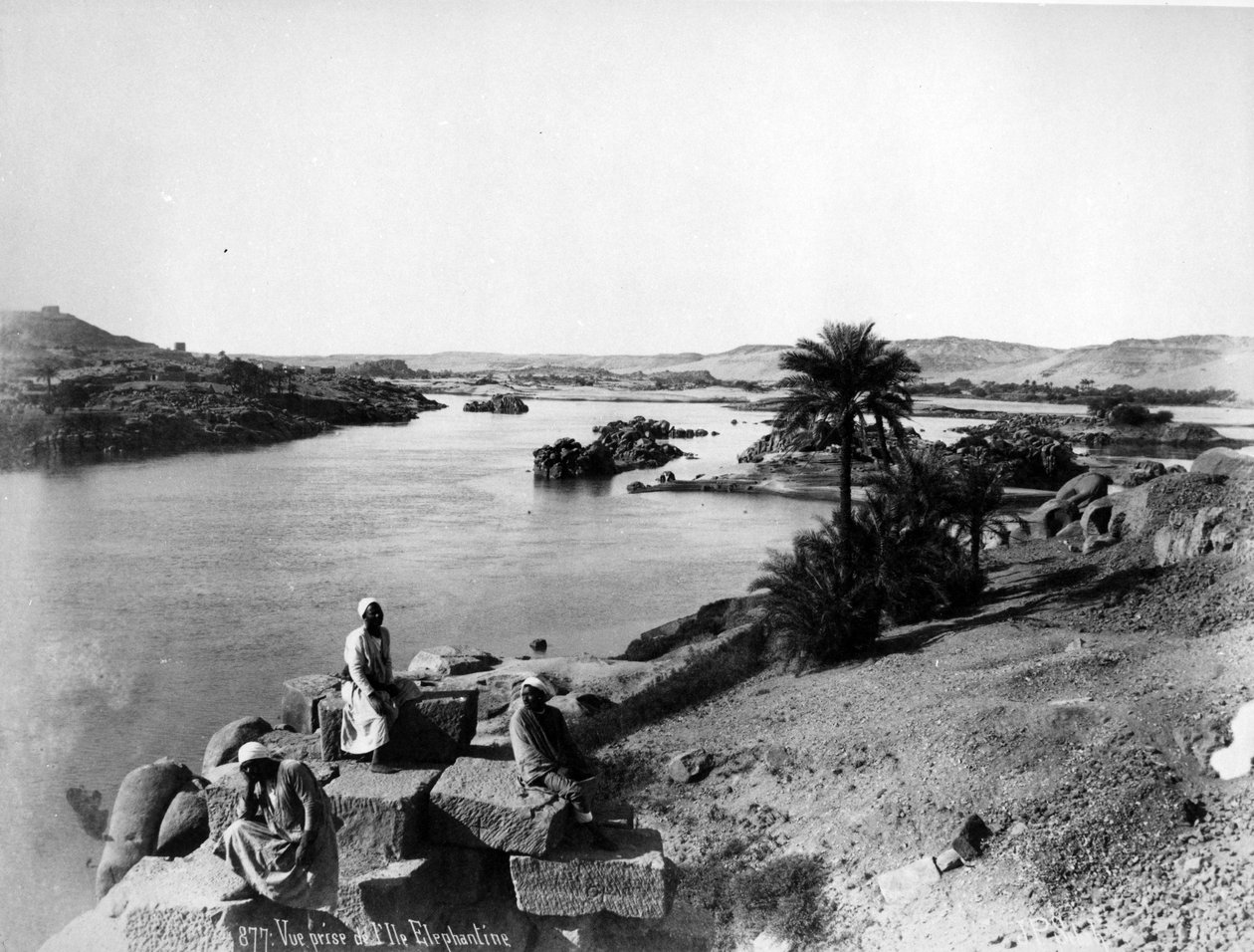 Udsigt over Nilen fra Elephantine Island, ca. 1880 af J. Pascal Sebah