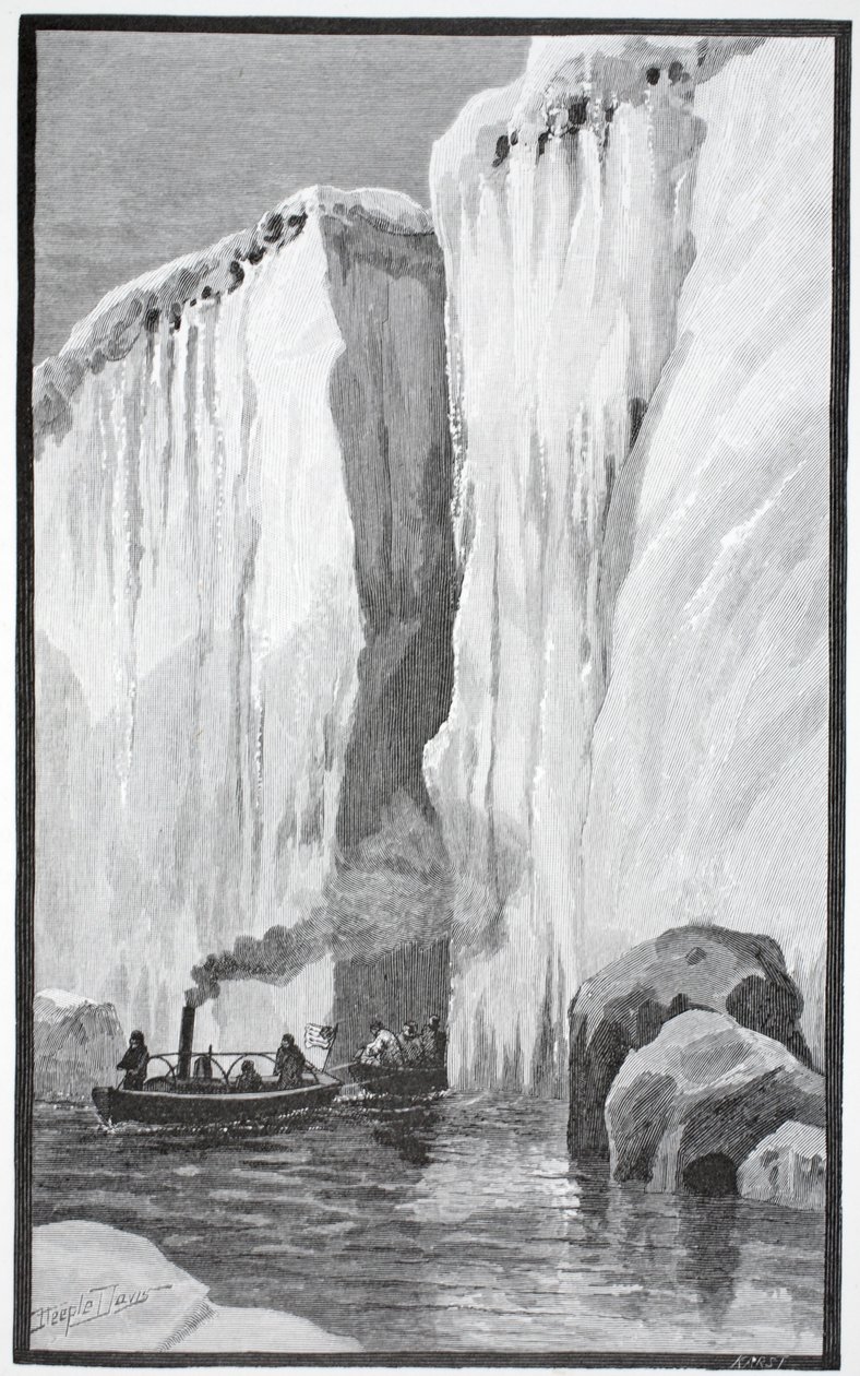 En vidunderlig føring gennem et splittet floeberg, pub. London 1886 af J. Steeple Davis