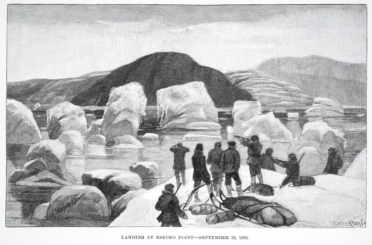 Landgang ved Eskimo Point, 29. september 1883, Pub. London 1886 af J. Steeple Davis