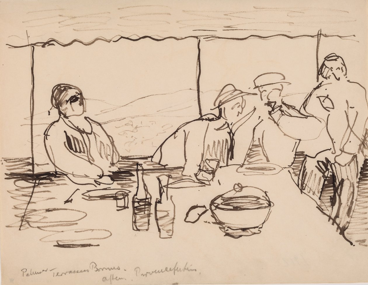 Aften på terrassen, Bormes, Provence af J.A. Jerichau
