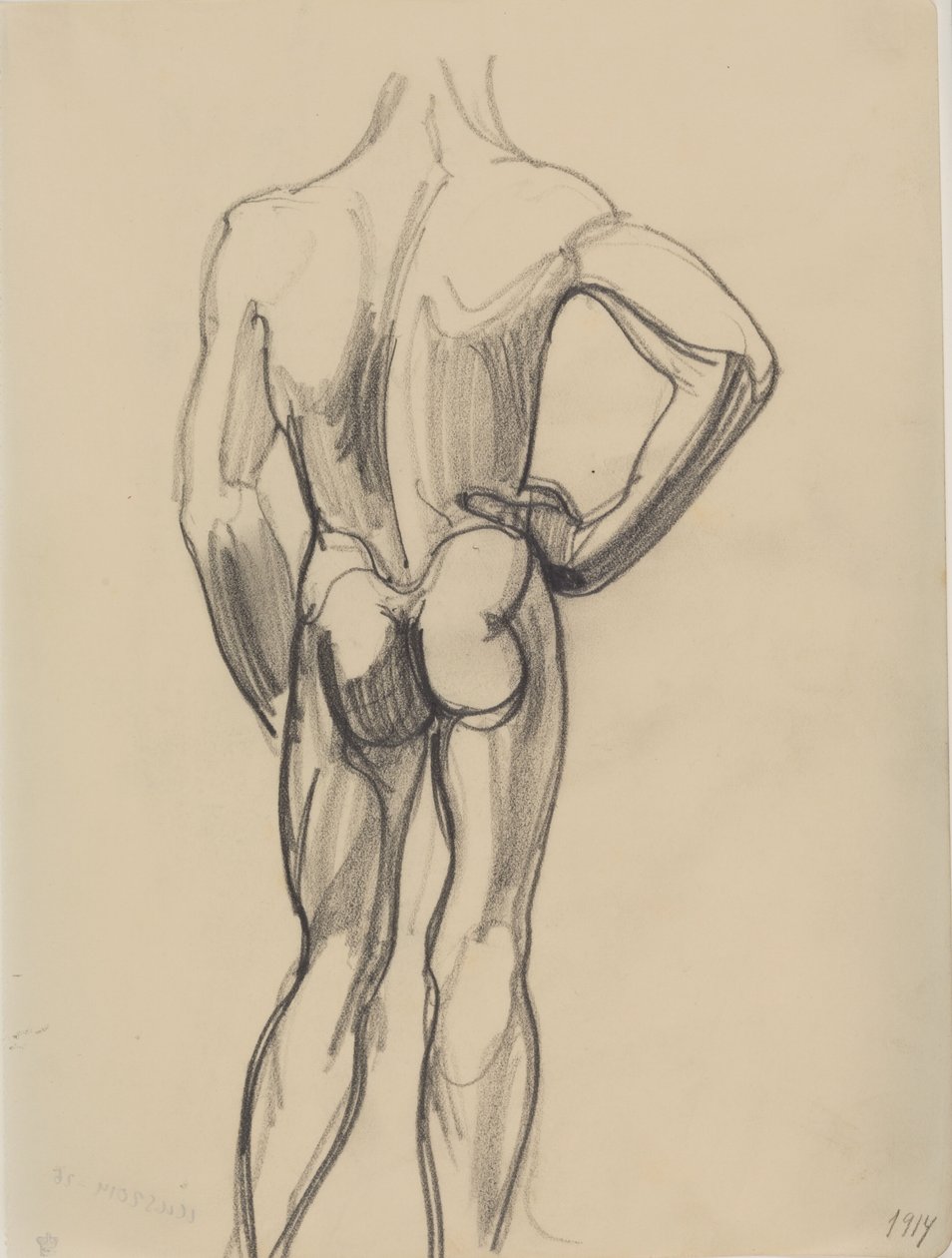 Mandlig model, set fra ryggen af J.A. Jerichau