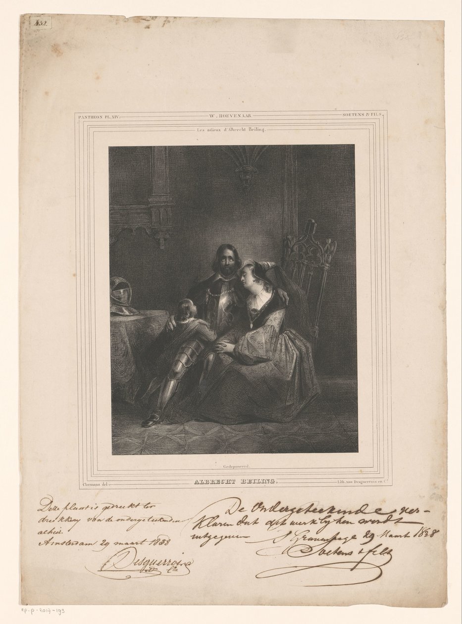 Albrecht Beiling siger farvel til kone og barn Albrecht Beiling (titel på objekt) af J.B. Clermans