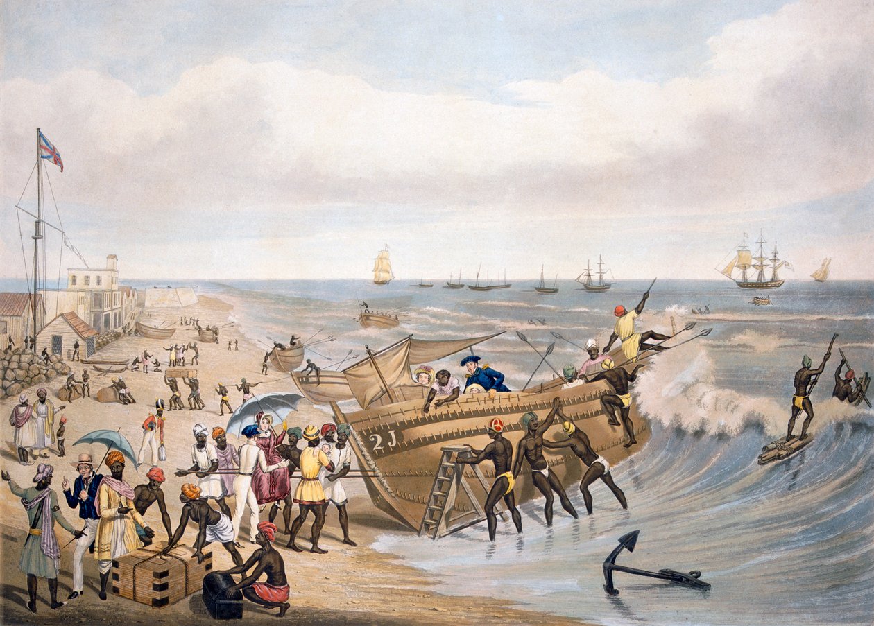 Madras, Embarking, graveret af C. Hunt, 1856 af J.B. East