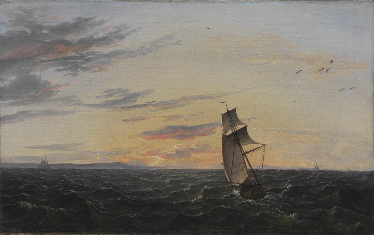 Et havlandskab. Kysten af øen Rügen i aftenlys af Johan Christian Dahl