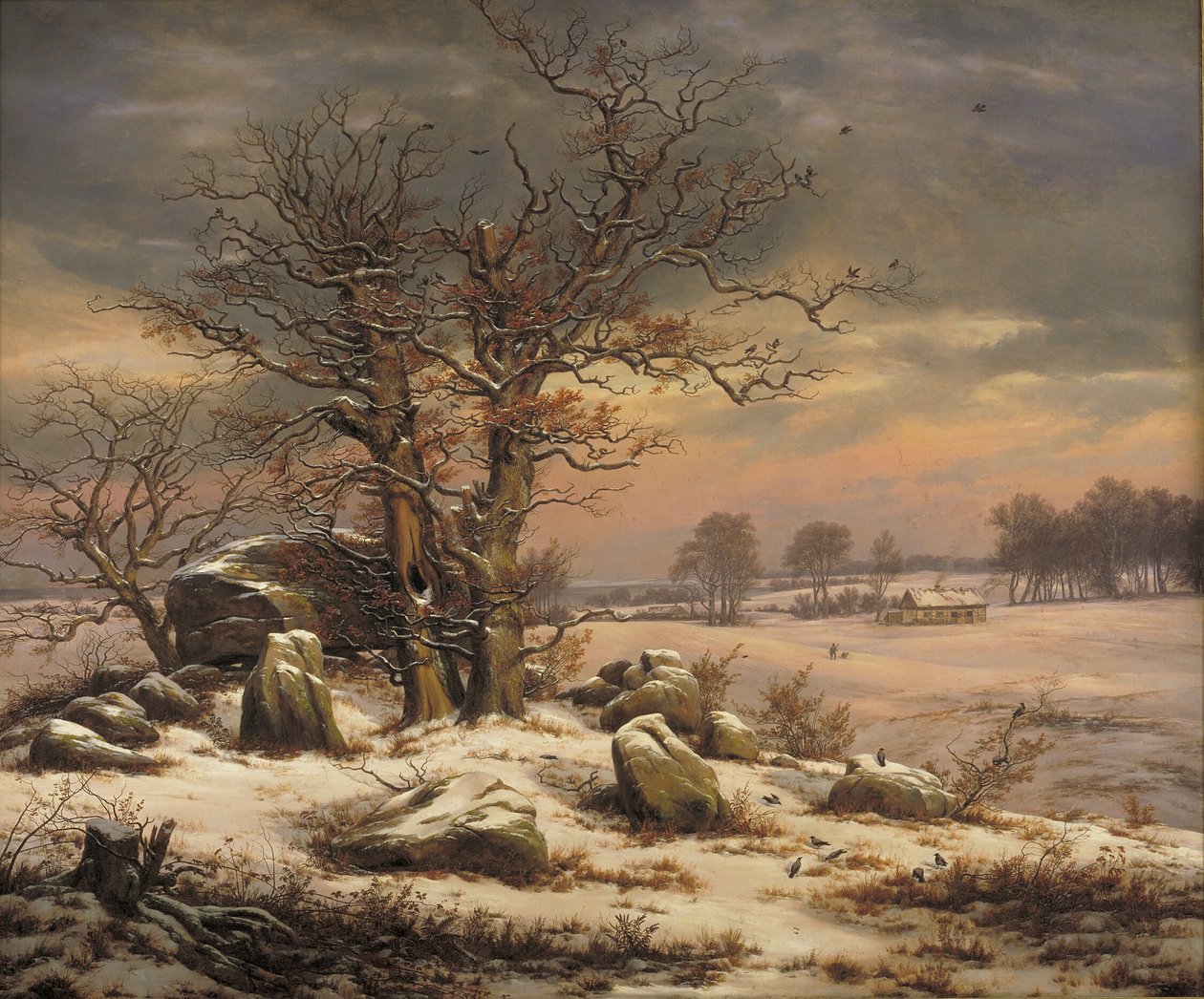 Winter Landscape near Vordingborg, Denmark af Johan Christian Dahl