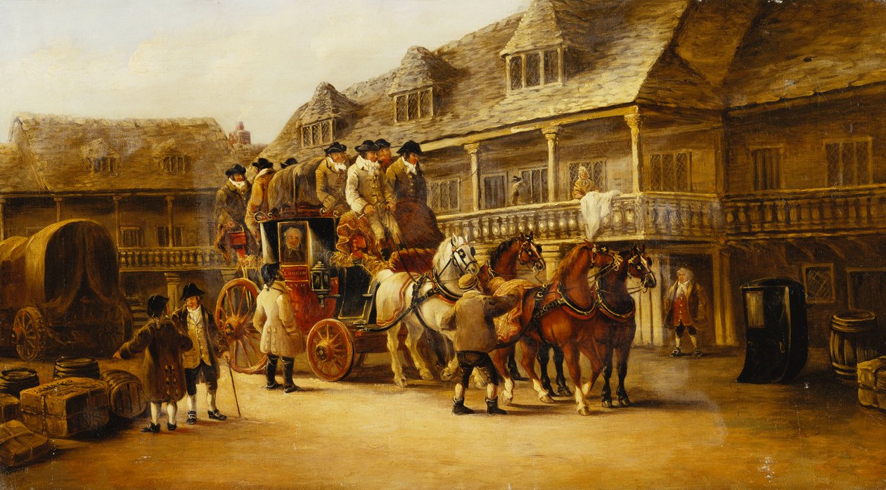 Går ombord på bussen til London, 1879 af J.C. Maggs