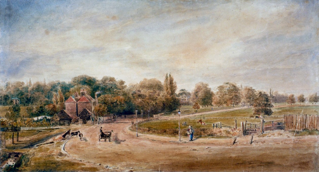 Court Lane og Lordship Lane, Dulwich, London, 1860. af JC Mandy