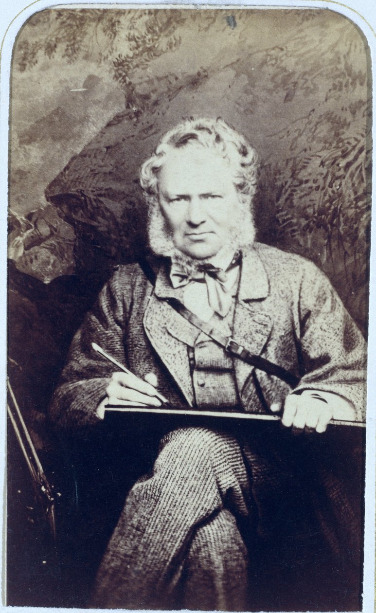 Portræt af Sir Edwin Landseer (1802-73) (albumin print) af J.C. Watkins