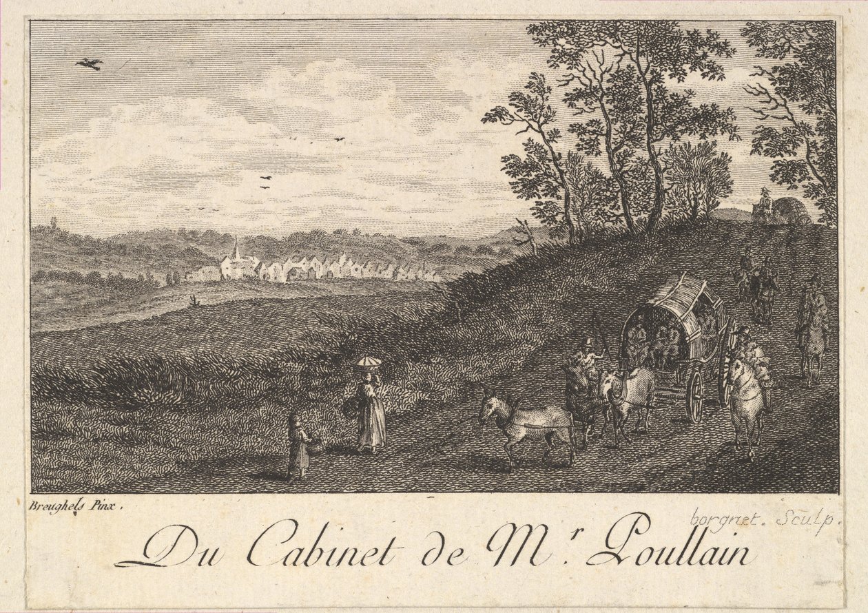 Landskab med vogn efter maleriet i hr. Poullains kabinet, 1780. af JF Borgnet