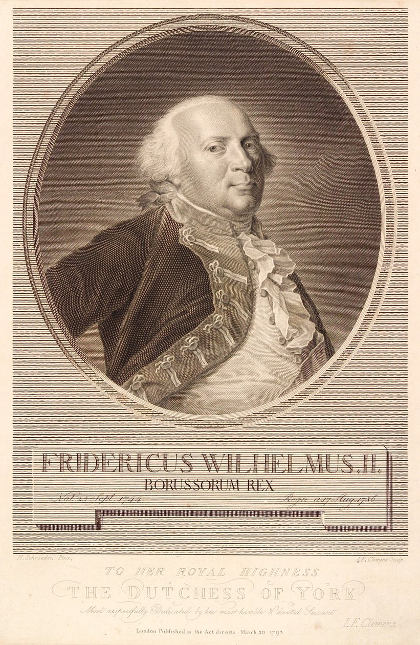 Friedrich Wilhelm II, konge af Preussen af J.F. Clemens