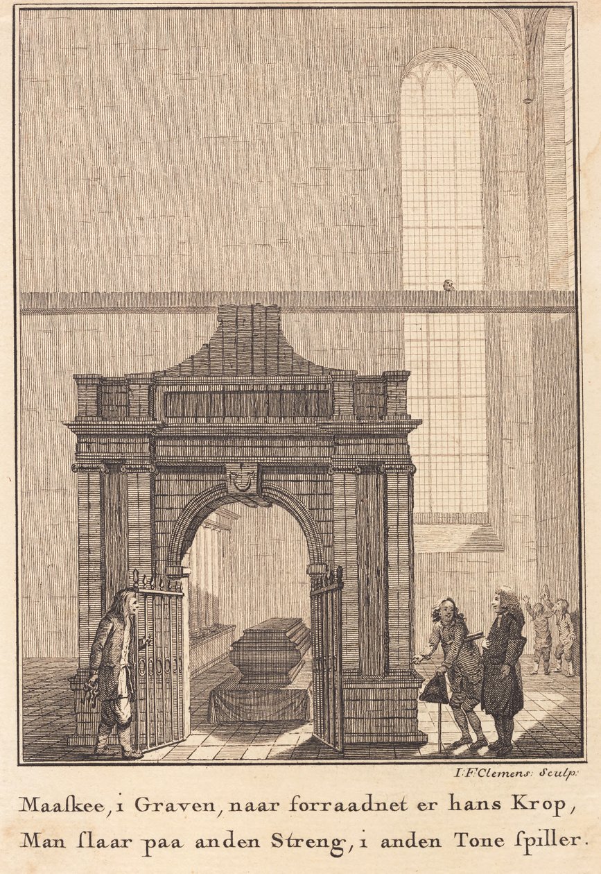 Holbergs sarkofag i Sorø kirke af J.F. Clemens