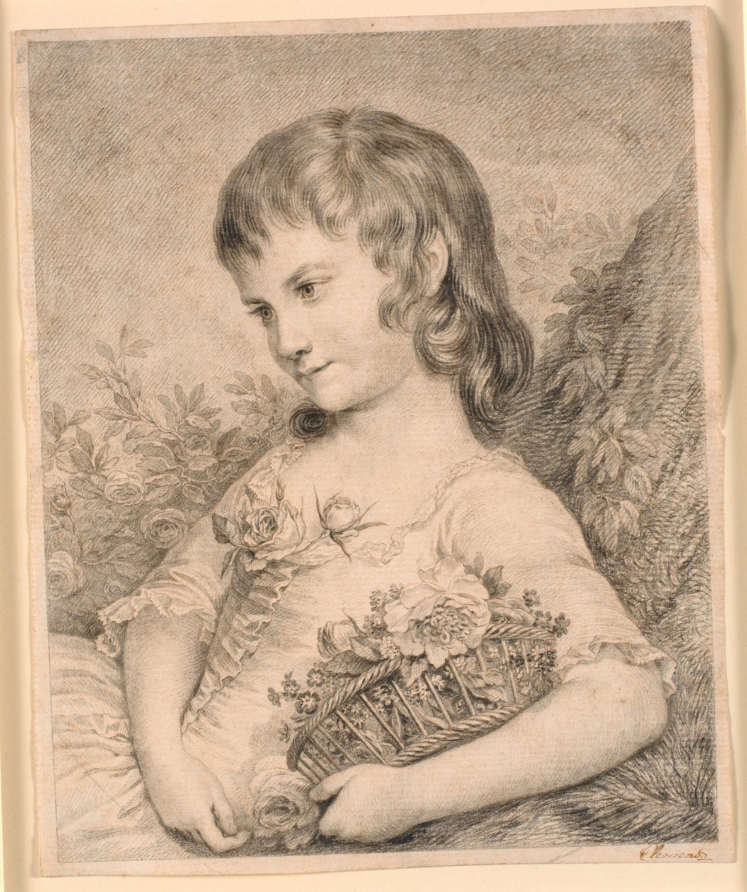 Lille pige med en blomsterkurv (Octavie Diodati) af J.F. Clemens
